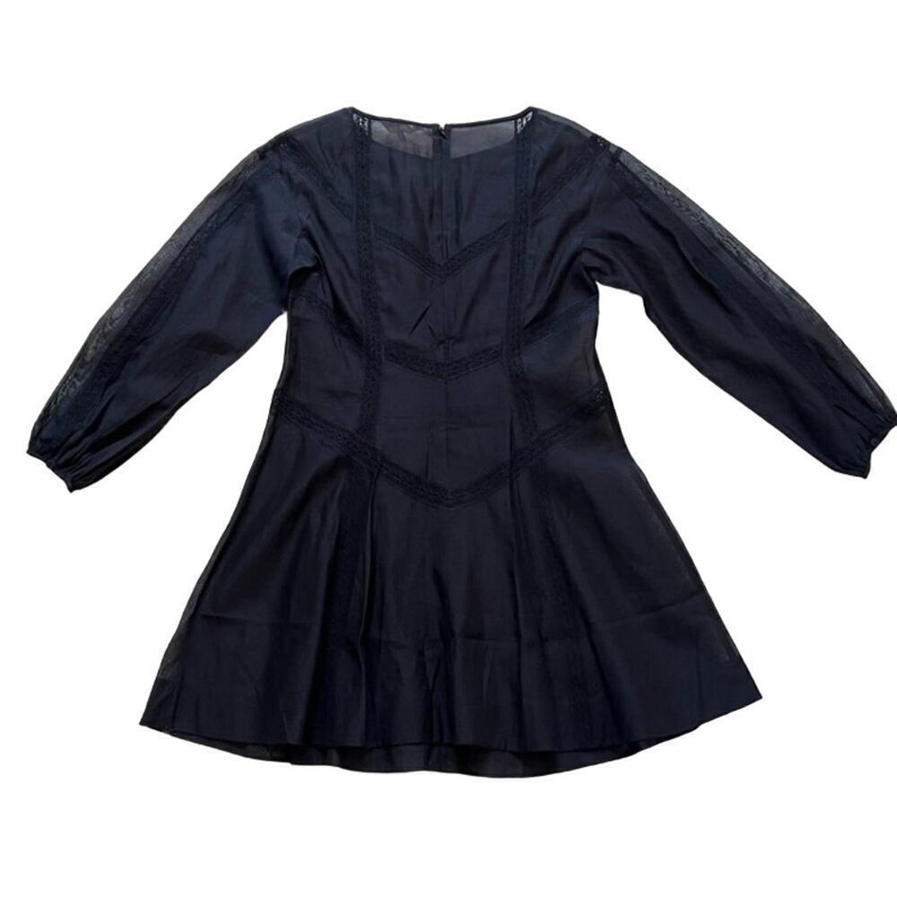 Rebecca Taylor Cotton Organza Black Dress Size M